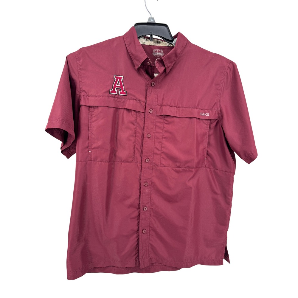 Game Guard University Of Alabama Fishing Shirt Mens XL Maroon Short Sleeve